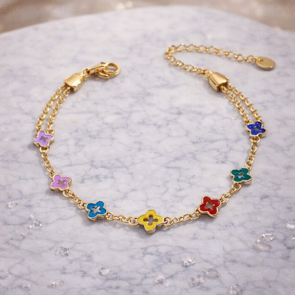Multicolor Flower Charm Bracelet - Picture 1 of 4